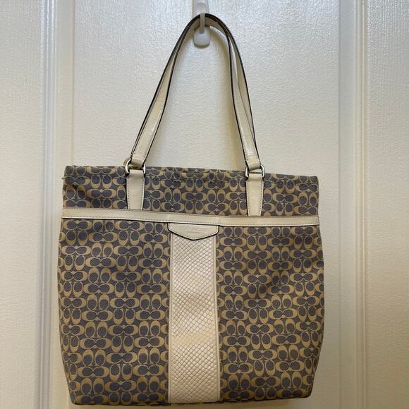 Vintage signature coach jacquard logo with snakeskin leather strip - Picture 1 of 12